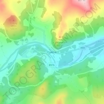 Crathie topographic map, elevation, terrain