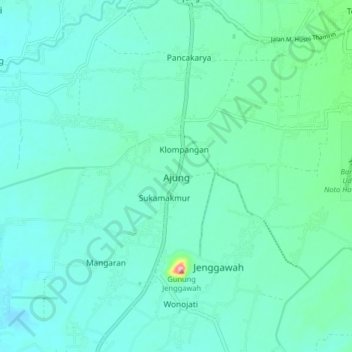 Ajung topographic map, elevation, terrain