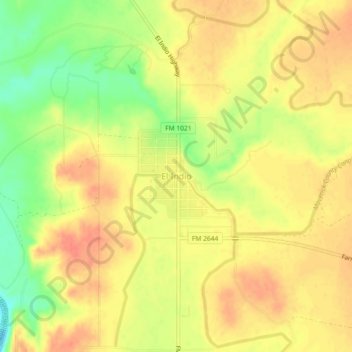 El Indio topographic map, elevation, terrain