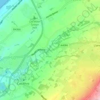 Pontrug topographic map, elevation, terrain