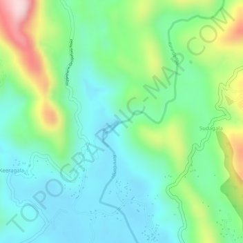 Bopath Ella topographic map, elevation, terrain