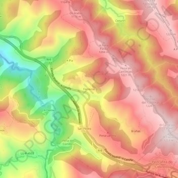 Ferreiras topographic map, elevation, terrain