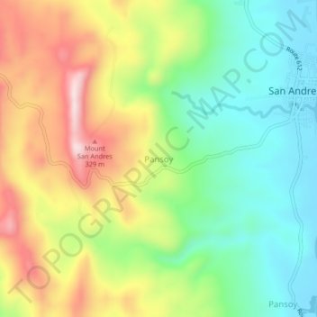 Pansoy topographic map, elevation, terrain