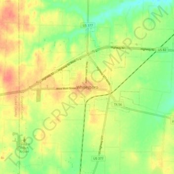 Whitesboro topographic map, elevation, terrain