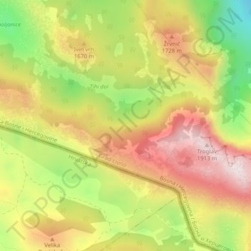 Dinaric Alps topographic map, elevation, terrain