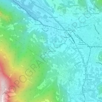 Costasavina topographic map, elevation, terrain