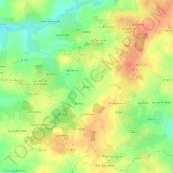 Grigne topographic map, elevation, terrain