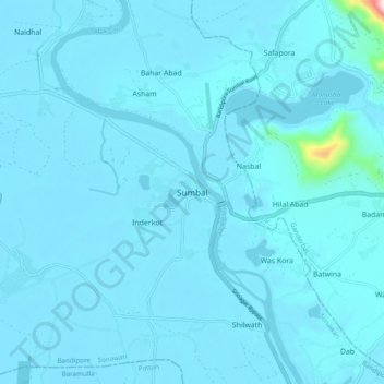 Sumbal topographic map, elevation, terrain