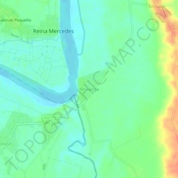 Minanga topographic map, elevation, terrain