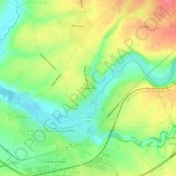 Champcornu topographic map, elevation, terrain