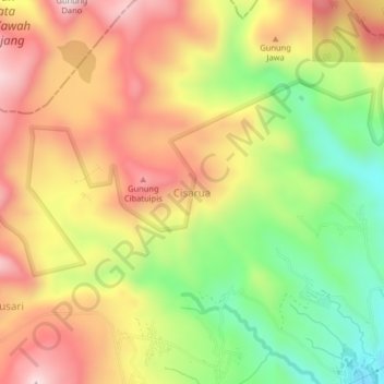 Cisarua topographic map, elevation, terrain