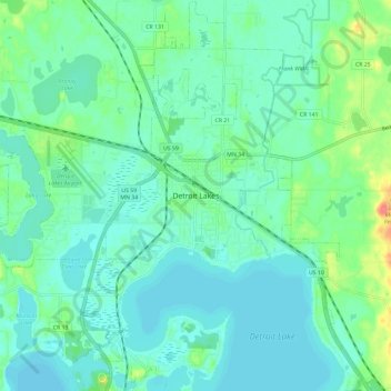 Detroit Lakes topographic map, elevation, terrain