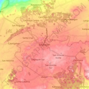 Sagbayan topographic map, elevation, terrain