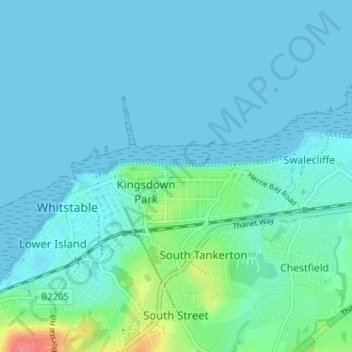 Tankerton topographic map, elevation, terrain