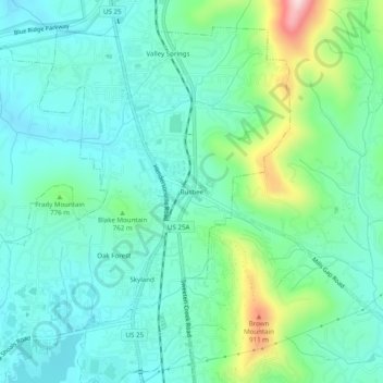 Busbee topographic map, elevation, terrain