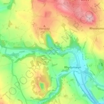 Hendre topographic map, elevation, terrain
