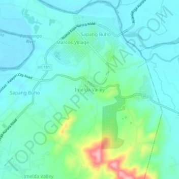 Imelda Valley topographic map, elevation, terrain