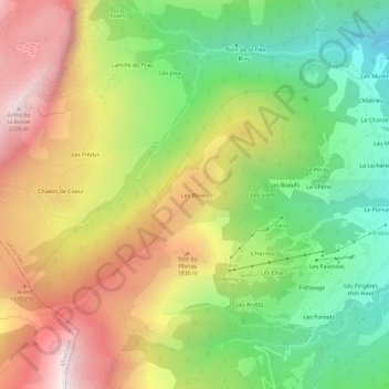 Les Benets topographic map, elevation, terrain