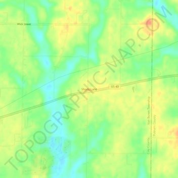 Shady Lane topographic map, elevation, terrain