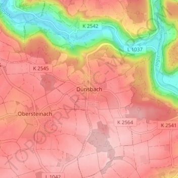 Dünsbach topographic map, elevation, terrain