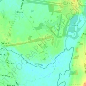 Poulton topographic map, elevation, terrain