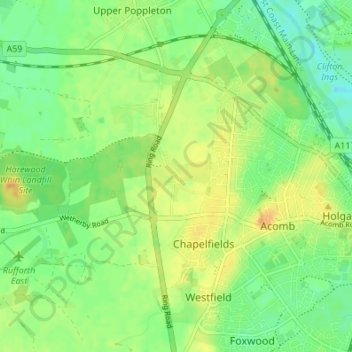 Knapton topographic map, elevation, terrain