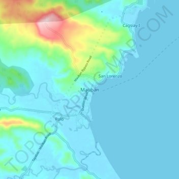 Mauban topographic map, elevation, terrain