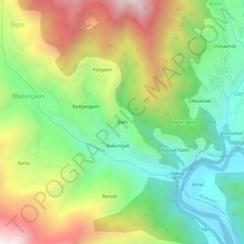 Garh topographic map, elevation, terrain