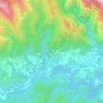 Les Pradals topographic map, elevation, terrain