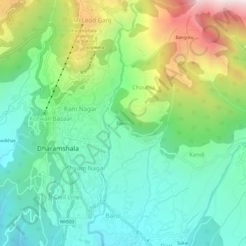 Darnu topographic map, elevation, terrain