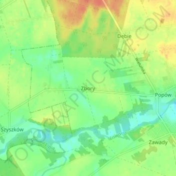 Zbory topographic map, elevation, terrain