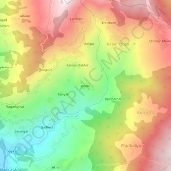 Bakhal topographic map, elevation, terrain