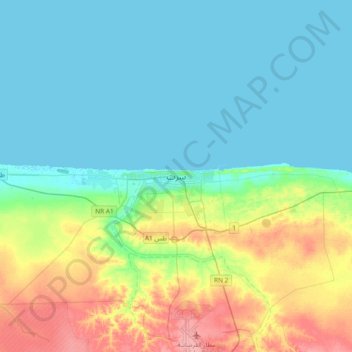 Sirte topographic map, elevation, terrain