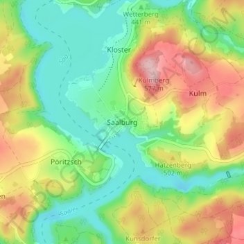 Saalburg topographic map, elevation, terrain