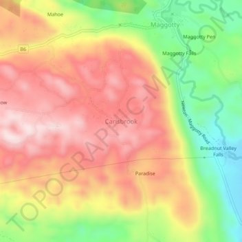 Carisbrook topographic map, elevation, terrain