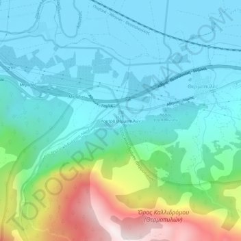 Loutra Thermopilon topographic map, elevation, terrain