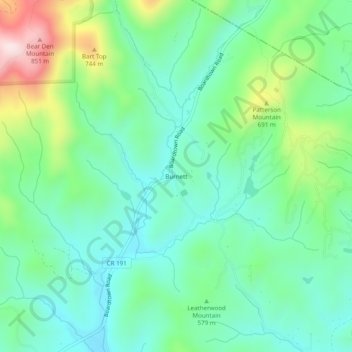 Burnett topographic map, elevation, terrain