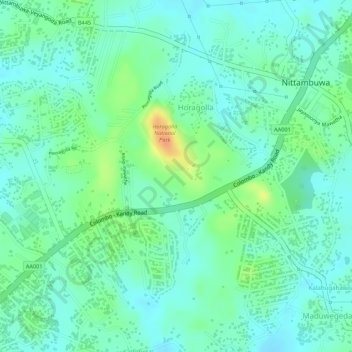 Nittambuwa North topographic map, elevation, terrain