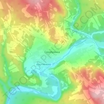 Серебрянка topographic map, elevation, terrain