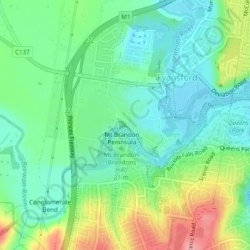 Wombat Hill topographic map, elevation, terrain