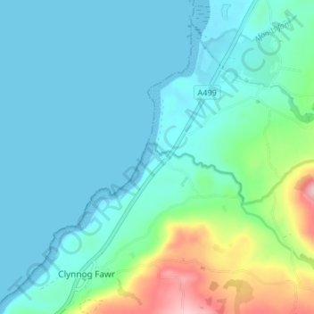 Aberdesach topographic map, elevation, terrain