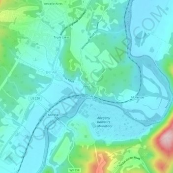 Pinto topographic map, elevation, terrain