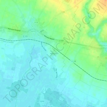 Nermoux topographic map, elevation, terrain