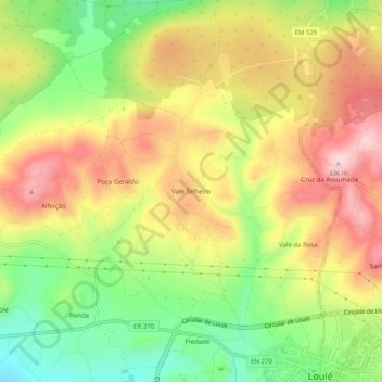 Vale Telheiro topographic map, elevation, terrain