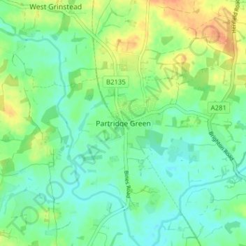 Partridge Green topographic map, elevation, terrain