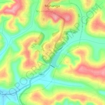 Kabgayi topographic map, elevation, terrain