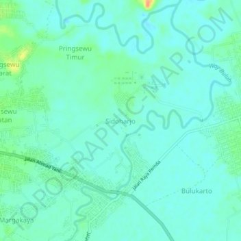 Sidoharjo topographic map, elevation, terrain