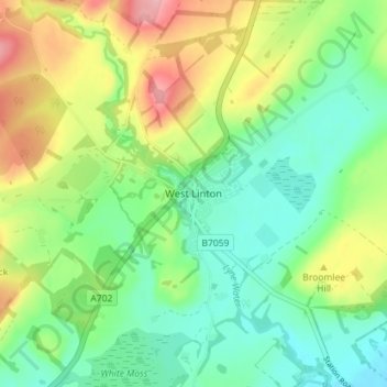 West Linton topographic map, elevation, terrain