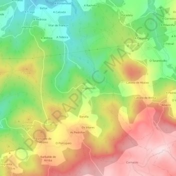 Arganosa topographic map, elevation, terrain