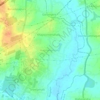Kannamangala topographic map, elevation, terrain